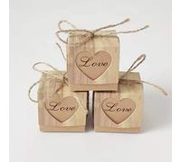 Contenant Dragees Mariage, 50 Pièces Boite Dragées Mariage avec Coeur et Jute en Toile de Jute pour Bonbons Mariage,Fête, Anniversaire, Noël, Fête de Naissance et Bricolage