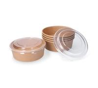 Contenant en carton biodégradable rond avec salade/couvercle 500 cc (5ud)