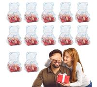 Contenant Ourson en Gomme, Pack de 12 Boîtes à Bonbons en Forme d'Ours Teddy Bear Plastique Transparent, Boîtes Cadeaux Réutilisables pour Bonbons, Fête, Faveurs et Rangement Festif
