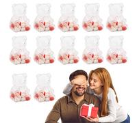 Contenant Ourson en Gomme, Pack de 12 Boîtes à Bonbons en Forme d'Ours Teddy Bear Plastique Transparent, Boîtes Cadeaux Réutilisables pour Bonbons, Fête, Faveurs et Rangement Festif