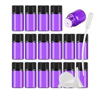 Contenants de Voyage cosmétiques, Pots de Voyage for Produits de Toilette, 25 flacons d'huile Essentielle en Verre Bleu Vide de 3 ML avec réducteur d'orifice et Bouchon Noir pour(Purple,3ml)