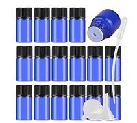 Contenants de Voyage cosmétiques, Pots de Voyage for Produits de Toilette, 25 flacons d'huile Essentielle en Verre Bleu Vide de 3 ML avec réducteur d'orifice et Bouchon Noir pour(Blue,3ml)