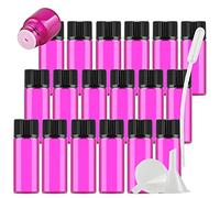 Contenants de Voyage cosmétiques, Pots de Voyage for Produits de Toilette, 25 flacons d'huile Essentielle en Verre Bleu Vide de 3 ML avec réducteur d'orifice et Bouchon Noir pour(Pink,5ml)