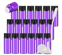 Contenants de Voyage cosmétiques, Pots de Voyage for Produits de Toilette, 25 flacons d'huile Essentielle en Verre Bleu Vide de 3 ML avec réducteur d'orifice et Bouchon Noir pour(Purple,5ml)