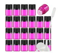 Contenants de Voyage cosmétiques, Pots de Voyage for Produits de Toilette, 25 flacons d'huile Essentielle en Verre Bleu Vide de 3 ML avec réducteur d'orifice et Bouchon Noir pour(Pink,1ml)