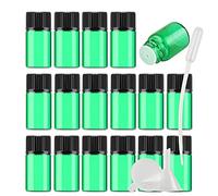 Contenants de Voyage cosmétiques, Pots de Voyage for Produits de Toilette, 25 flacons d'huile Essentielle en Verre Bleu Vide de 3 ML avec réducteur d'orifice et Bouchon Noir pour(Green,3ml)