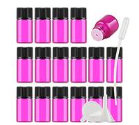 Contenants de Voyage cosmétiques, Pots de Voyage for Produits de Toilette, 25 flacons d'huile Essentielle en Verre Bleu Vide de 3 ML avec réducteur d'orifice et Bouchon Noir pour(Pink,3ml)