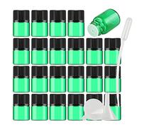 Contenants de Voyage cosmétiques, Pots de Voyage for Produits de Toilette, 25 flacons d'huile Essentielle en Verre Bleu Vide de 3 ML avec réducteur d'orifice et Bouchon Noir pour(Green,1ml)