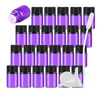 Contenants de Voyage cosmétiques, Pots de Voyage for Produits de Toilette, 25 flacons d'huile Essentielle en Verre Bleu Vide de 3 ML avec réducteur d'orifice et Bouchon Noir pour(Purple,2ml)