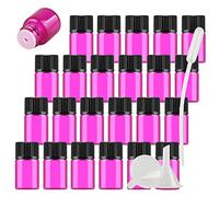 Contenants de Voyage cosmétiques, Pots de Voyage for Produits de Toilette, 25 flacons d'huile Essentielle en Verre Bleu Vide de 3 ML avec réducteur d'orifice et Bouchon Noir pour(Pink,2ml)