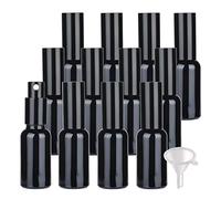 Contenants de voyage for cosmétiques, pots de voyage for produits de toilette, 12 flacons pulvérisateurs vides en verre bleu de 10 ml, flacons pulvérisateurs à brume fine avec pulvérisateur noir(Black