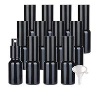 Contenants de voyage for cosmétiques, pots de voyage for produits de toilette, 12 flacons pulvérisateurs vides en verre bleu de 10 ml, flacons pulvérisateurs à brume fine avec pulvérisateur noir(Black