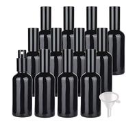 Contenants de voyage for cosmétiques, pots de voyage for produits de toilette, 24 flacons pulvérisateurs vides en verre vert de 30 ml, flacons pulvérisateurs à brume fine avec pulvérisateur noir(Black