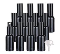 Contenants de voyage for cosmétiques, pots de voyage for produits de toilette, 24 flacons pulvérisateurs vides en verre vert de 30 ml, flacons pulvérisateurs à brume fine avec pulvérisateur noir(Black