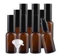 Contenants de voyage for cosmétiques, pots de voyage for produits de toilette, 24 flacons pulvérisateurs vides en verre vert de 30 ml, flacons pulvérisateurs à brume fine avec pulvérisateur noir(Brown