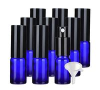 Contenants de voyage for cosmétiques, pots de voyage for produits de toilette, 24 flacons pulvérisateurs vides en verre vert de 30 ml, flacons pulvérisateurs à brume fine avec pulvérisateur noir(Blue,