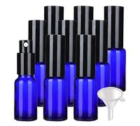 Contenants de voyage for cosmétiques, pots de voyage for produits de toilette, 24 flacons pulvérisateurs vides en verre vert de 30 ml, flacons pulvérisateurs à brume fine avec pulvérisateur noir(Blue,