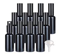 Contenants de voyage for cosmétiques, pots de voyage for produits de toilette, 24 flacons pulvérisateurs vides en verre vert de 30 ml, flacons pulvérisateurs à brume fine avec pulvérisateur noir(Black