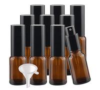 Contenants de voyage for cosmétiques, pots de voyage for produits de toilette, 24 flacons pulvérisateurs vides en verre vert de 30 ml, flacons pulvérisateurs à brume fine avec pulvérisateur noir(Brown