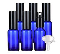 Contenants de voyage for cosmétiques, pots de voyage for produits de toilette, 6 flacons pulvérisateurs vides en verre bleu de 30 ml, flacons pulvérisateurs à brume fine avec pulvérisateur noir(Blue,3