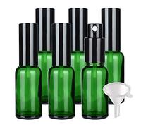 Contenants de voyage for cosmétiques, pots de voyage for produits de toilette, 6 flacons pulvérisateurs vides en verre bleu de 30 ml, flacons pulvérisateurs à brume fine avec pulvérisateur noir(Green,