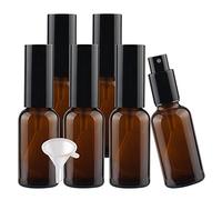 Contenants de voyage for cosmétiques, pots de voyage for produits de toilette, 6 flacons pulvérisateurs vides en verre bleu de 30 ml, flacons pulvérisateurs à brume fine avec pulvérisateur noir(Brown,