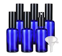Contenants de voyage for cosmétiques, pots de voyage for produits de toilette, 6 flacons pulvérisateurs vides en verre bleu de 30 ml, flacons pulvérisateurs à brume fine avec pulvérisateur noir(Blue,5