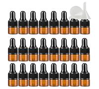 Contenants de voyage for cosmétiques, pots de voyage for produits de toilette, lot de 25 mini flacons compte-gouttes en verre marron vides de 2 ml avec pipette en verre, petit compte-gouttes ambré(1ml