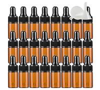 Contenants de voyage for cosmétiques, pots de voyage for produits de toilette, lot de 25 mini flacons compte-gouttes en verre marron vides de 2 ml avec pipette en verre, petit compte-gouttes ambré(3ml