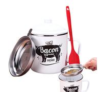 Contenedor De Grasa Para Cocina - Botes De Almacenamiento De De 1200 Ml, Lata De Grasa Con Espátula Coladora | Para Cocina Cocinar Hornear Vacaciones Fin De Semana Desayuno Brunch