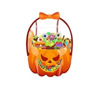 Conteneur à bonbons en forme de citrouille avec poignée, seau à friandises portable pour Halloween pour chocolat et bonbons, décoration de fête, fournitures de fête d'Halloween