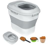 Conteneur à croquettes pour chien - PawHut - pliable - 25L - couvercles hermétiques - couvercles, roulettes, tasse - gris