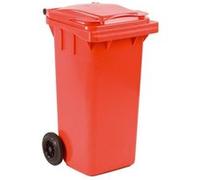 Vepa Bins Conteneur poubelle mobile 2 roues - 120 litres prise frontale - Rouge