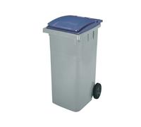 Conteneur à déchets 120 litres tri sélectif 2 roues - couvercle bleu
