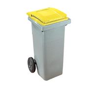 Conteneur à déchets 120 litres tri sélectif 2 roues - couvercle jaune