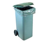 Conteneur à déchets 120 litres tri sélectif 2 roues - couvercle vert