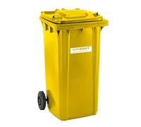 Conteneur à déchets 240 L jaune - 1067 x 580 x 730 mm - Poubelle de tri à roulettes extérieur - Poubelle grande contenance - Conteneur à ordures