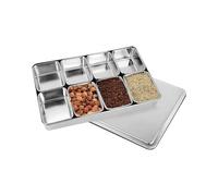 Conteneur à épices, boîte à épices, en acier inoxydable, boîte à épices, récipient de rangement pour aliments - Masala Dabba indien - Support rectangulaire divisé avec couvercle et plateau pour sel