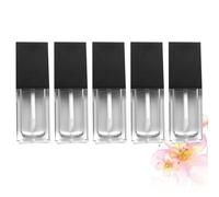 Conteneur à Lèvres 10ml Plastique Noir, Kit de 5 Flacons pour Gloss | Format Carré Plat, Style Créatif Chic, Léger et Portable, pour Voyage et Déplacement