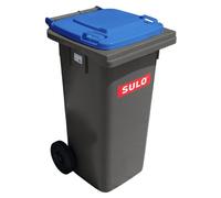 Conteneur à ordures SULO MGB 120 L, Gris/couvercle EURO.2 Bleu (22068+22384)