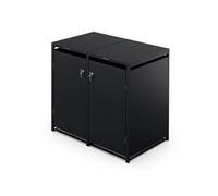 Blumfeldt Cache-poubelle BinSafe – Acier galvanisé, 2 bacs 60/120/240 L, fermeture à clé, noir
