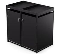 blumfeldt Cache Poubelle extérieur - Acier galvanisé résistant, 2 Portes & Toit jardinière, pour 60 L/120 L/240 L, Fermeture à clé, Design Moderne, abri pour poubelles, Noir