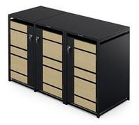 Conteneur à Poubelles Blumfeldt BinSafe 3 poubelles 240 Lverrouillable acier galvanisé Noir et Bois natrure G