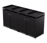 BinSafe conteneur à poubelles 4 poubelles jusqu'à 240 L résistant aux intempéries, verrouillable, végétalisé, acier galvanisé