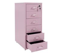 Conteneur à roulettes, meuble de classement mobile avec 6 tiroirs, armoire de bureau à roulettes, en métal, meuble bas pour bureau, étude, violet