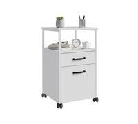 Conteneur à roulettes Relaxdays, 2 tiroirs, Design Moderne, H x L x P : 66,5 x 42 x 44 cm, classeur Blanc