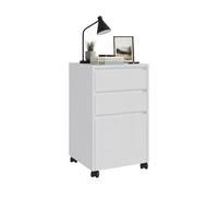 Conteneur à roulettes Relaxdays, 3 tiroirs, tiroir pour dossiers Suspendus, H x L x P : 70 x 40 x 40 cm, Blanc