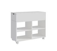 Conteneur à roulettes Relaxdays, 5 compartiments, tiroir, H x l x P : 61 x 70 x 30 cm, blanc