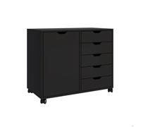 Conteneur à roulettes Relaxdays, 5 tiroirs, H x L x P : 65 x 78 x 40 cm, Armoire de Bureau, Noir