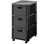 Rotho Conteneur à roulettes Country – 3 tiroirs, plastique PP sans BPA, anthracite, 3×A4/18l